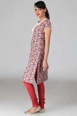 Red and Off White Kurta