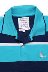 Navy & White Stripes On Blue Atoll Polo