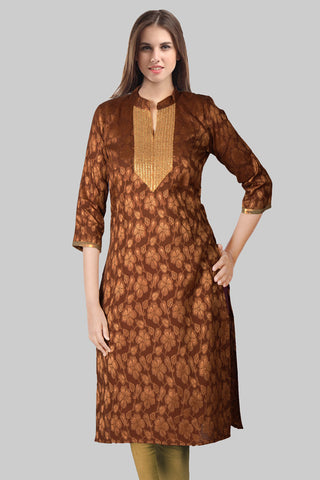 Brown Golden Lace Kurta