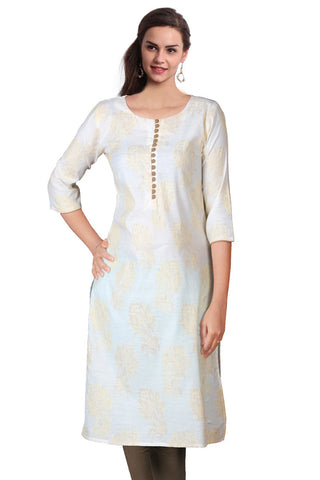 Cream Floral Texture Kurta