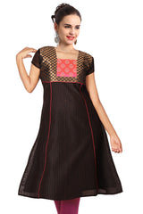 Balck And Pink Flared Kurta