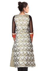 Olive And Red Silver Lace Kurta