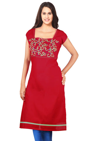 Dark Red Embroidery Kurta