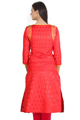 Red With Yellow Piping Kurta