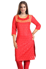 Red With Yellow Piping Kurta