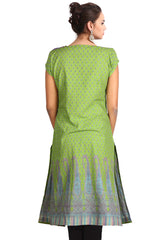 Green And Violet Printed Kurta