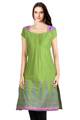 Green And Violet Printed Kurta