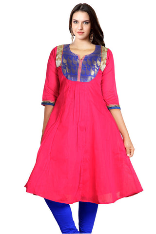 Red And Blue Flared Kurta