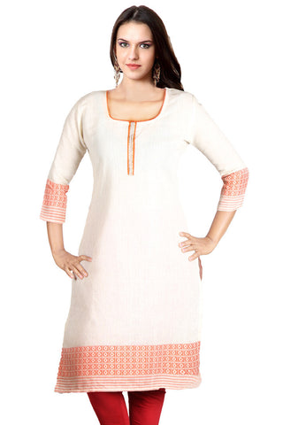 White And Orange Kurta