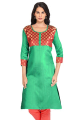 Green And Maroon Banarasi Kurta