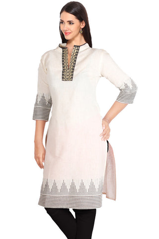 Milky White Embroidery Kurta