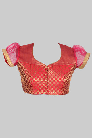 Red Banaras Net Blouse